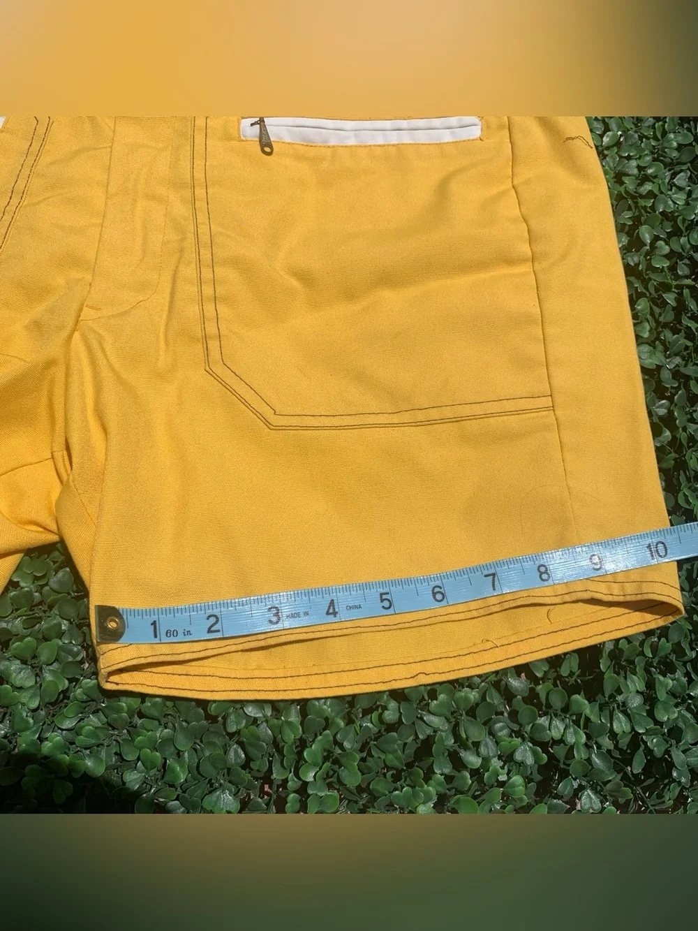 Vintage 70s John Weitz vibrant yellow summer beachwear poolside casual shorts